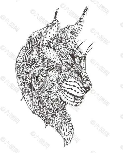 黑白手绘艺术豹子头像