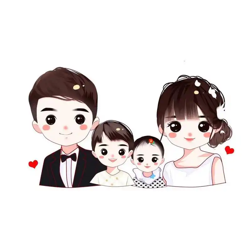 可爱卡通一家三口四口亲子全家福头像 超可爱的亲子手绘头像 可可爱爱