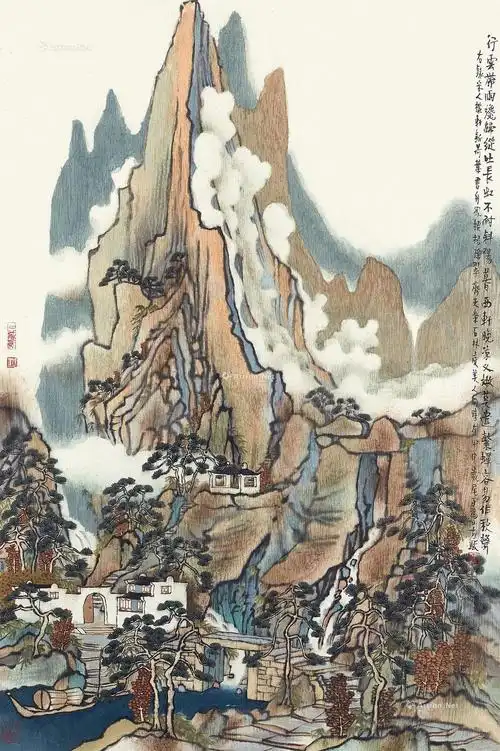 0272西轩晚凉镜心设色纸本