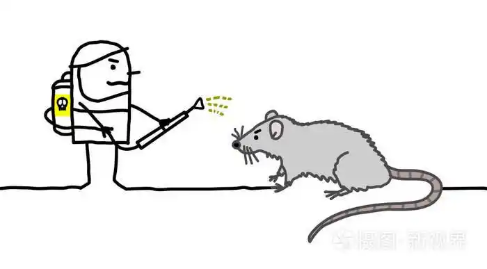卡通灭虫人与大鼠插画-正版商用图片07rjpu-摄图新视界