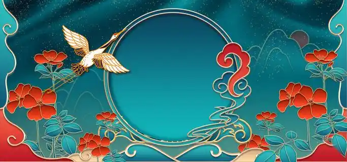 中国国潮宫廷风复古典祥云banner海报中式背景psd设计素材