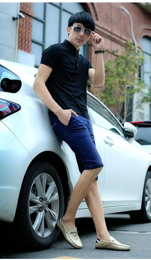 新款男鞋豆豆鞋真皮圆头软底驾车男款英伦无鞋带男士商务休闲皮鞋