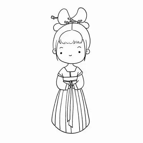 女孩简笔画古装可爱