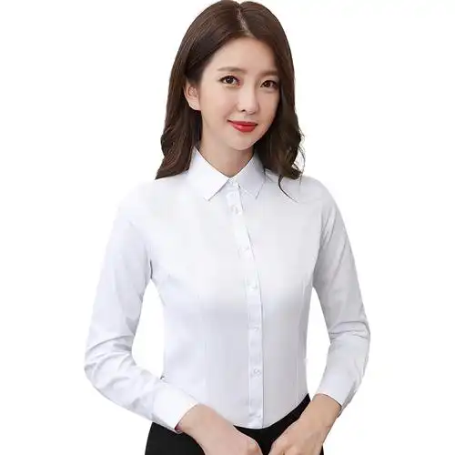 白衬衫正装白色加绒百搭保暖加厚工装职业装工作服衬衫