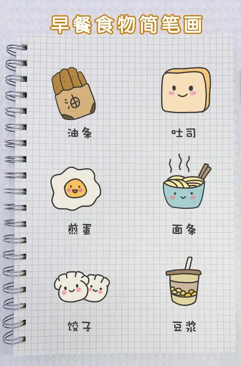 记得要好好吃早餐喔.早餐食物简笔画#简笔画 #一学就会系列  - 抖音