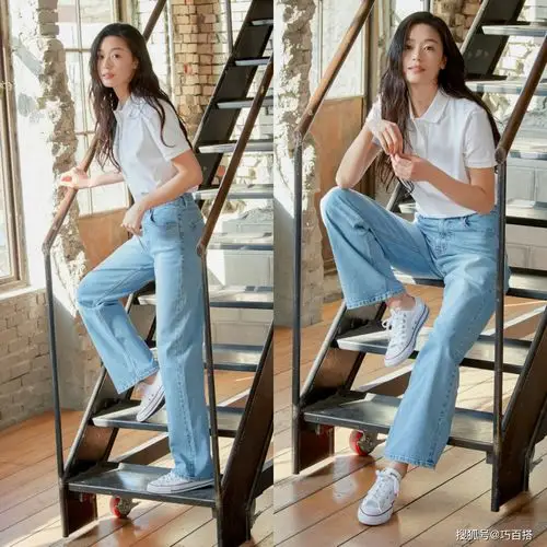 原创全智贤的抗老穿搭真值得学习纯色t恤修身长裤不离身效果超牛