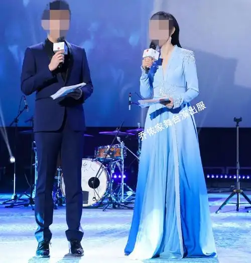 优雅年会主持人礼服舞台表演服装声乐乐艺长裙礼服