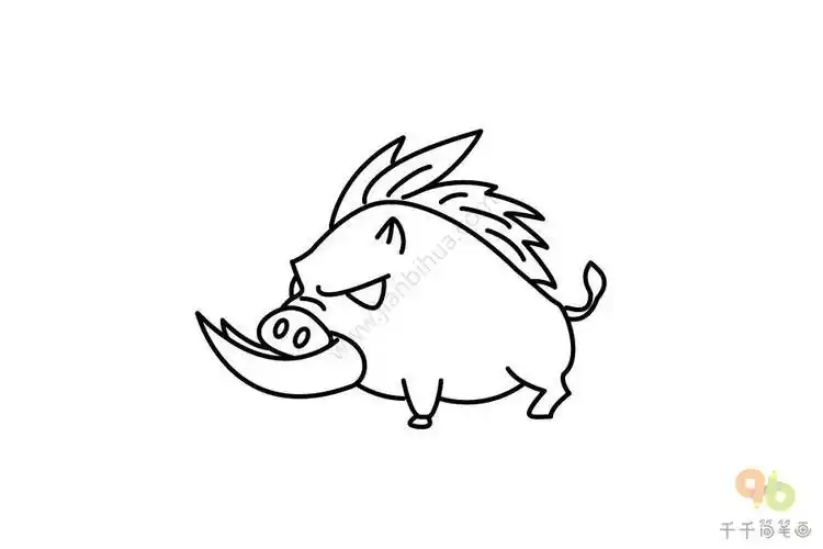 可爱野猪儿童简笔画野猪简笔画图解猪简笔画可爱野猪儿童简笔画动物简