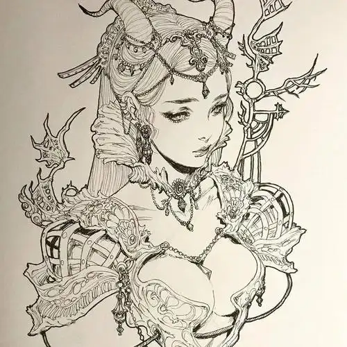 流畅的线条很喜欢穿复古的洛丽塔服饰,而作为插画师她和无数少女一样