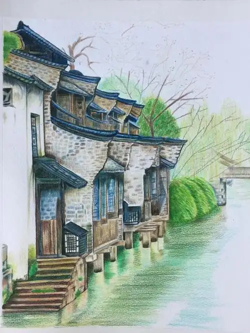 风景彩铅画 风景彩铅画简单