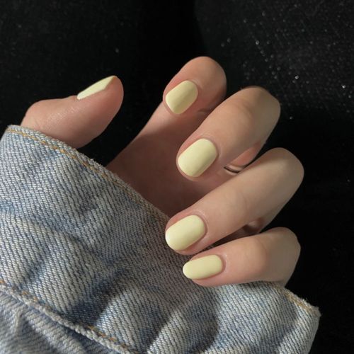 甲片美甲成品拆卸短款圆头米白色磨砂网红同款奶白假指甲纯色贴片