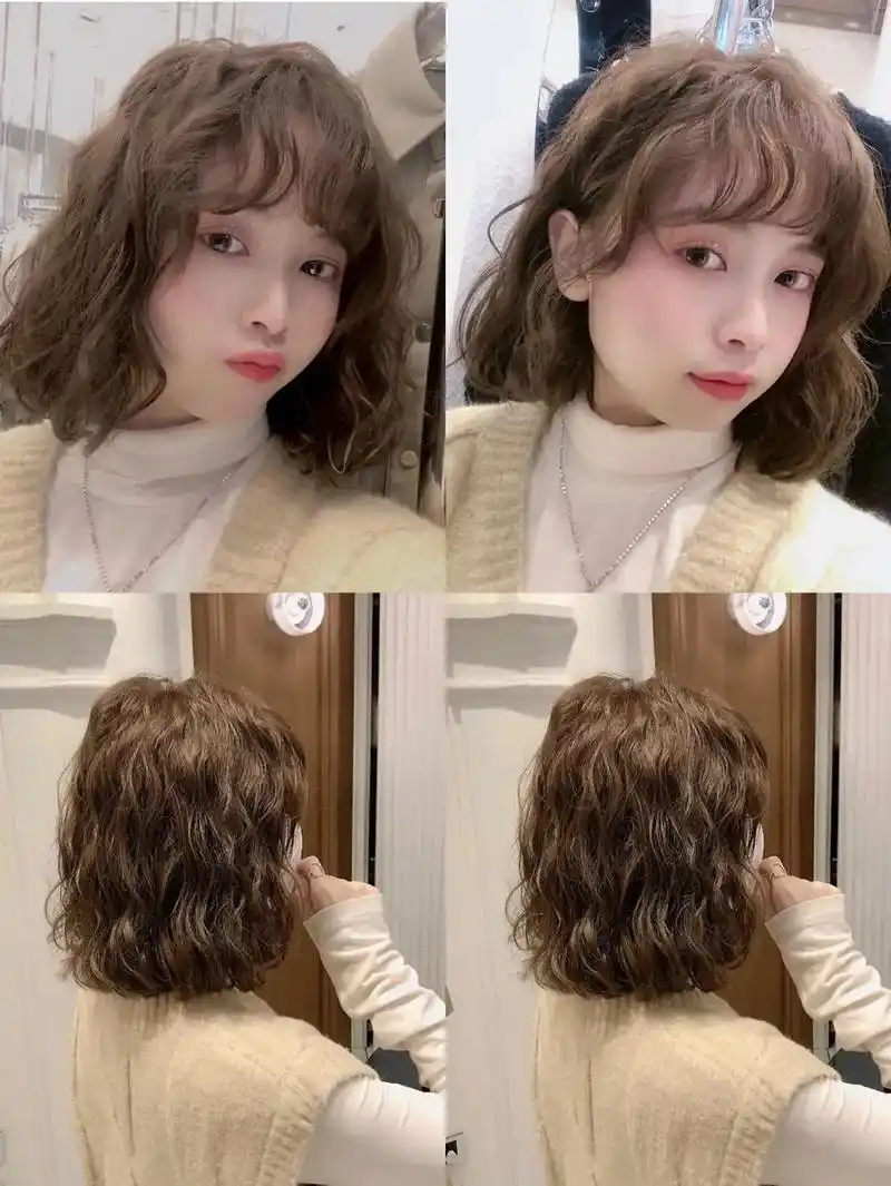 短发女生蛋蛋卷烫发真的太减龄太甜美啦～#免打理烫发自然吹干效 - 抖
