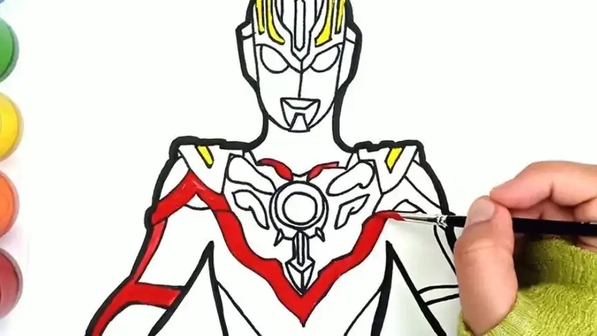 用彩笔画一个重光形态的欧布奥特曼,步骤简单易学