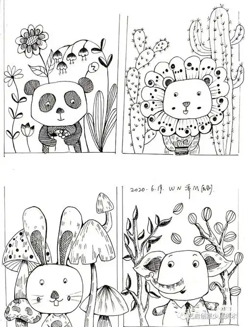 简笔画素材|黑白线条这样玩,会不会太美了!