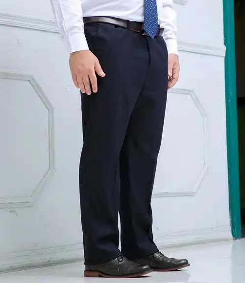 男士休闲西库裤秋冬季加肥加大码长裤中高腰直筒黑色