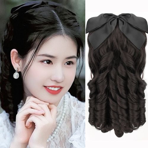 复古假发 民国罗马卷旗袍假马尾卷发插梳宫廷古装影楼假发女 马尾