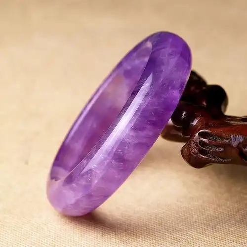 7a级精品天然水晶手镯 天然紫水晶手镯女款深紫色紫晶手链镯子时尚