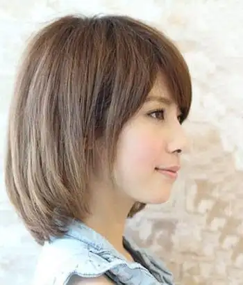 圆脸斜刘海齐肩短碎发发型