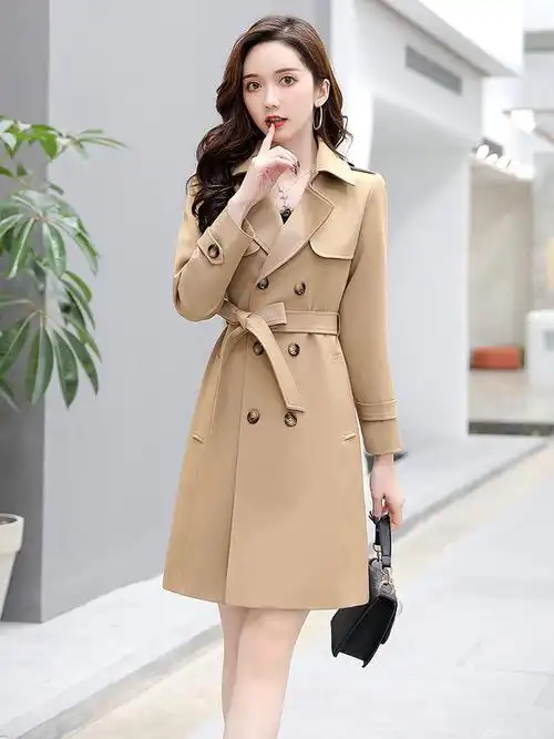 风衣女中长款2023早春装新款高端大牌气质双排扣时尚大衣外套春秋