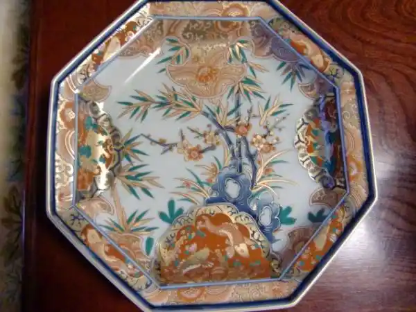 com)-★古伊万里 林九郎窑 松竹梅 八角盛皿 大皿 新品/未使用