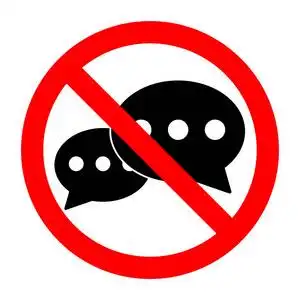 标志禁止在白色背景上的谈话照片