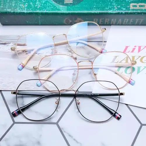 平光椭圆男女复古眼镜框