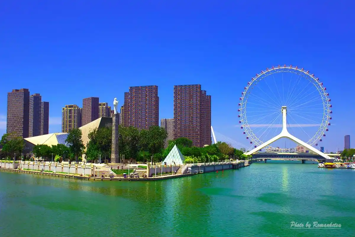 天津海河,世纪大钟,还有天津之眼