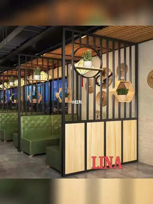 简约中餐厅烧烤火锅店卡座包间饭店隔断铁艺