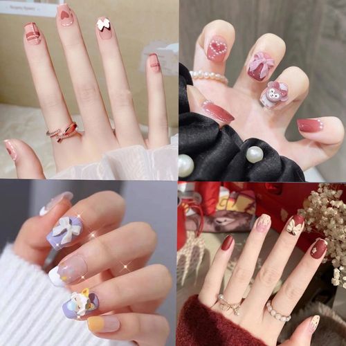 穿戴美甲假指甲学生成品中短长款式可拆卸美甲片持久防水指甲贴片