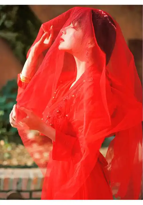 红色汉服女秋季中国风古装襦裙仙气古风套装改良连衣裙沙漠红裙 - 17