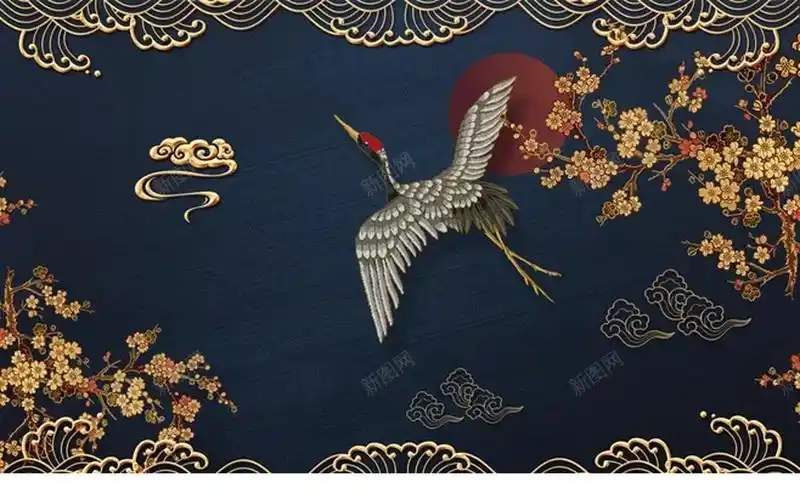 国风国潮中国风仙鹤背景6