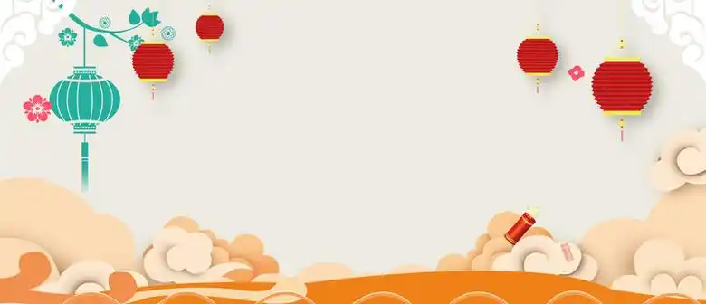 新年快乐简约红灯笼banner