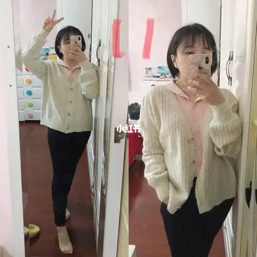 身高151cm/体重110斤/矮胖女孩的穿搭分享7815_穿搭_开衫_梨形