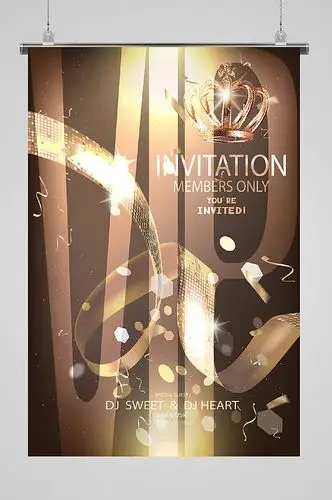 鎏金酷炫vip宣传海报洒金飘带