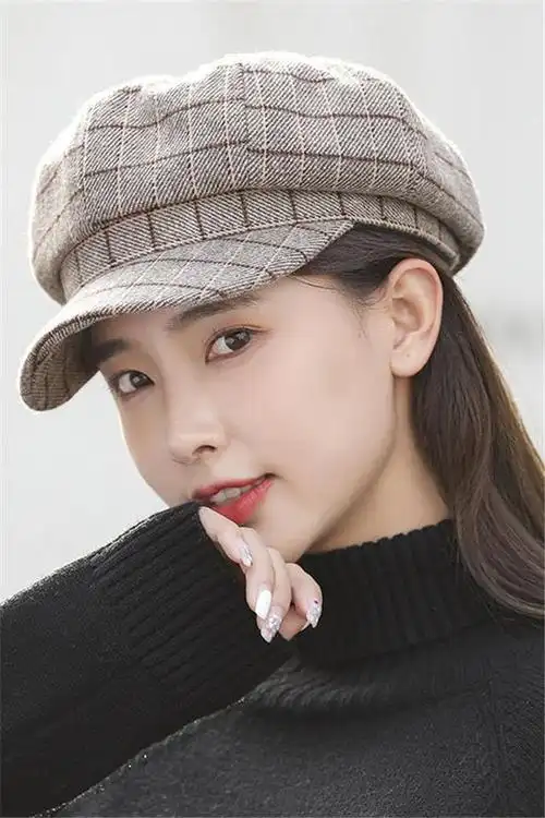 时尚帽子女新款百搭冬季八角帽圆脸秋冬保暖贝雷帽网红韩版英伦风