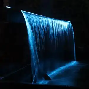 欧式鱼池不锈钢瀑布出水口庭院水景瀑布造景流水墙水帘叠水瀑布墙