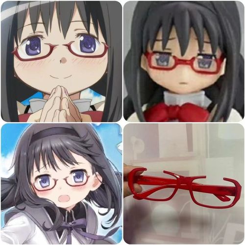 晓美焰眼镜框 魔法少女小圆 二次元红色半框眼镜 cosplay动漫配件