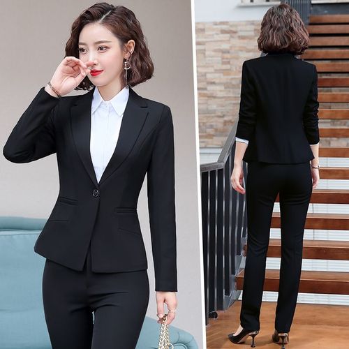 职业西装套装女春秋款韩版气质修身新款黑色小西装外套女装学生冬