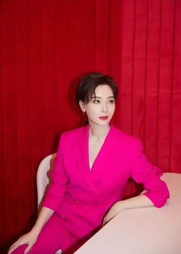 陈数粉色西装时尚写真图片_明星_美桌网