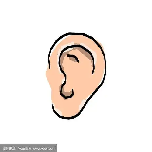 hand drawn ear sketch symbol. vector listen element line drawing