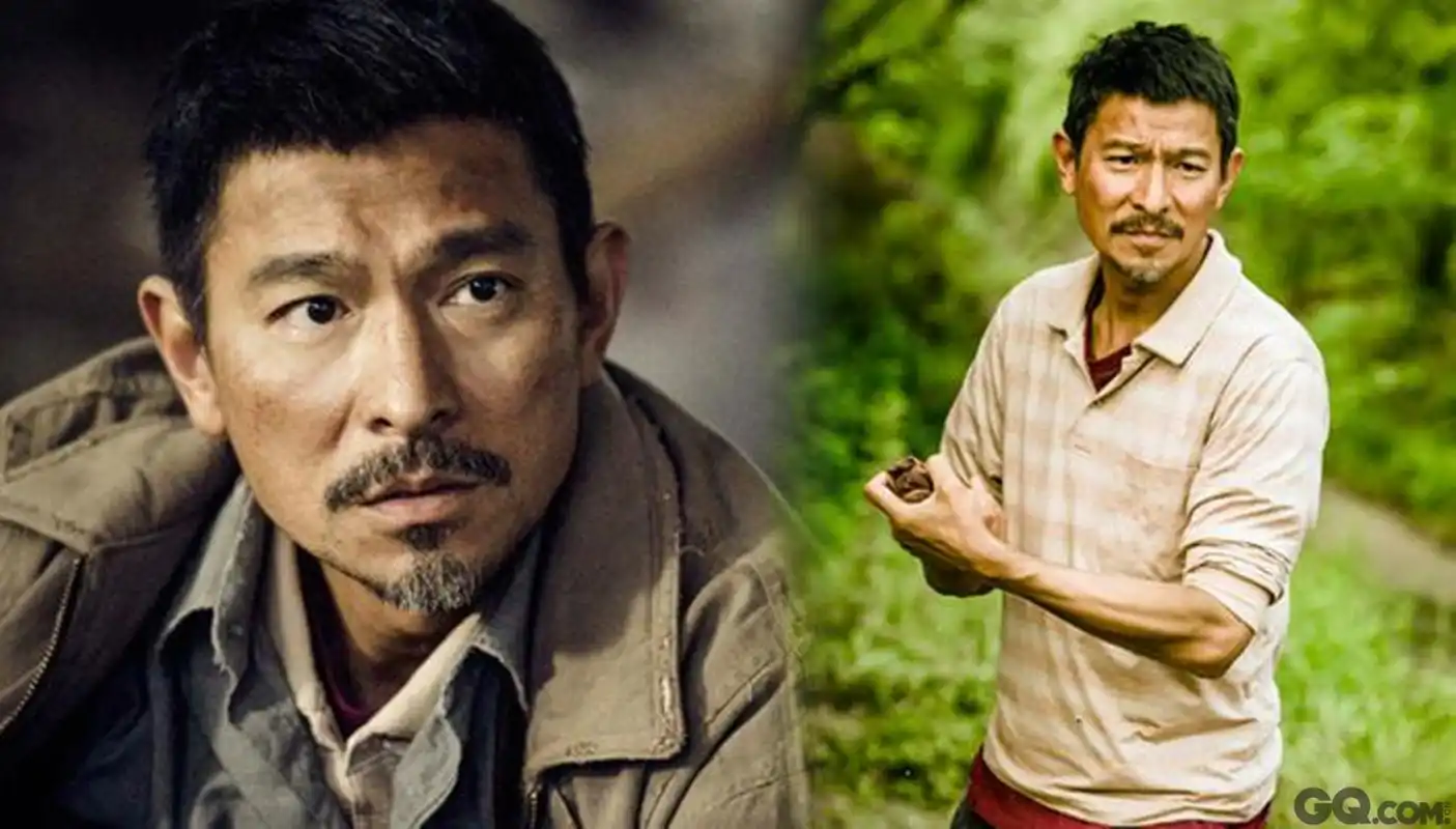 《失孤》中刘德华皮肤黝黑,胡子拉碴,疲惫不堪,性格木讷,骑着破烂摩托