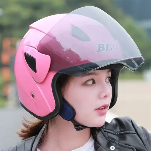 bld电动摩托车头盔女士电瓶车男女通用四季保暖厚防晒轻便安全帽
