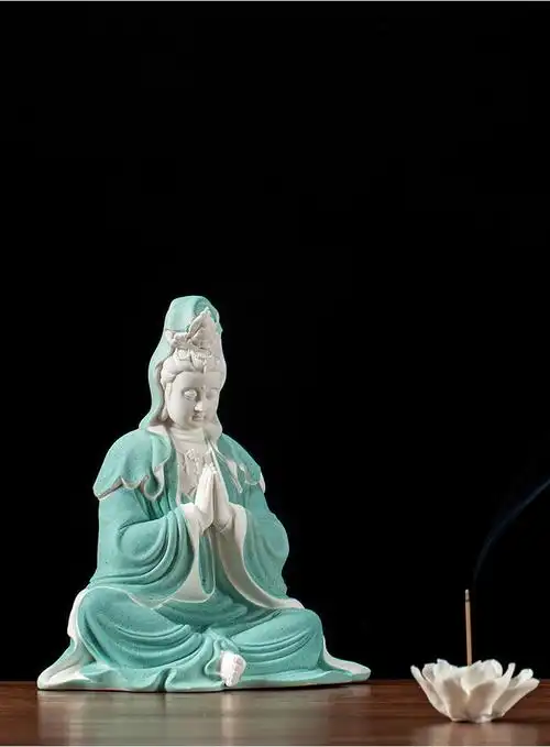 陶瓷祈福合掌观音佛像摆件 家用供奉观世音菩萨像玄关会所保平安