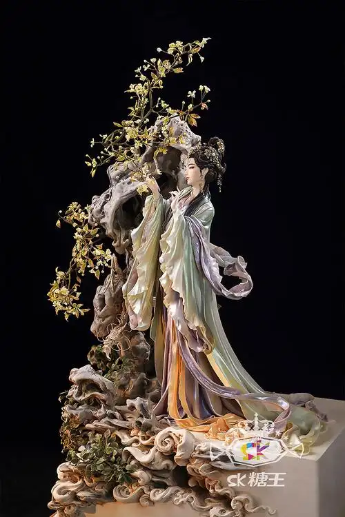 翻糖人偶蛋糕 《花下思汝》 古风翻糖人偶高清细节图