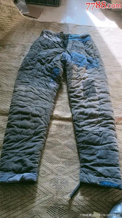 怀旧50年老手工补丁拼接布蝴蝶挂钩两面穿棉裤