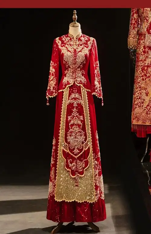 鸢乐轻奢品牌高端秀禾服新娘服2022年新款奢华中式婚纱嫁衣结婚敬酒服