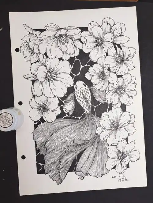 挑战50幅黑白装饰画day42附线稿