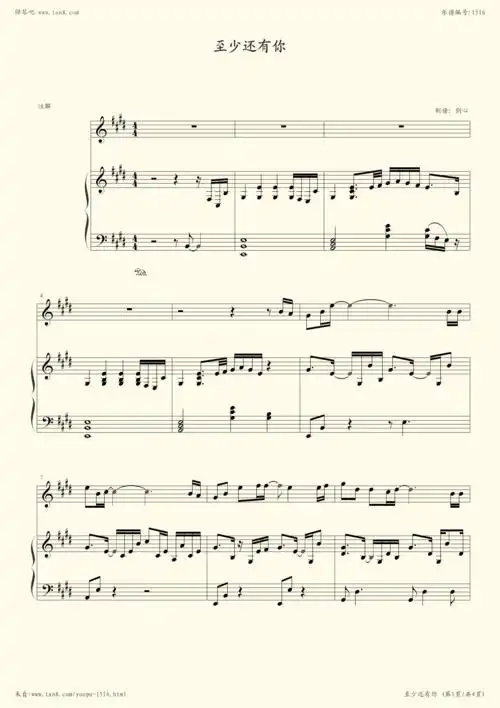 钢琴谱:至少还有你(弹唱版)