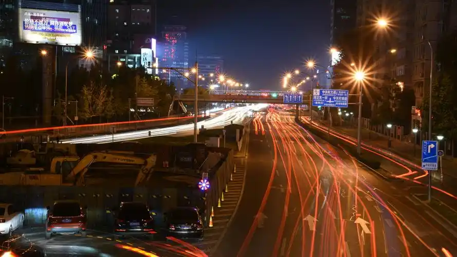中国北京夜晚道路交通灯5k