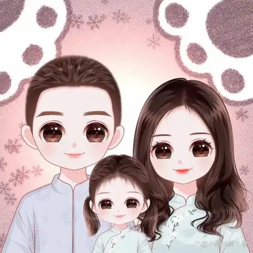 一家三口漫画头像,用手绘的方式记录温馨,甜蜜美好_哈哈谷_快乐每一天